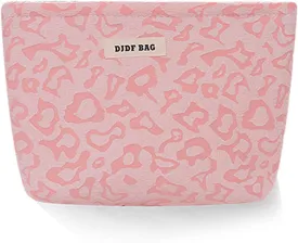 1PCS Cotton Makeup Bag Portable Travel Bag Quilted Cosmetic Bag Aesthetic Leopard Print Toiletry Organizer Case Pouch Bag for Women Girls Pink Color