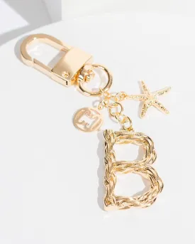 B - Gold Initial Bag Charm