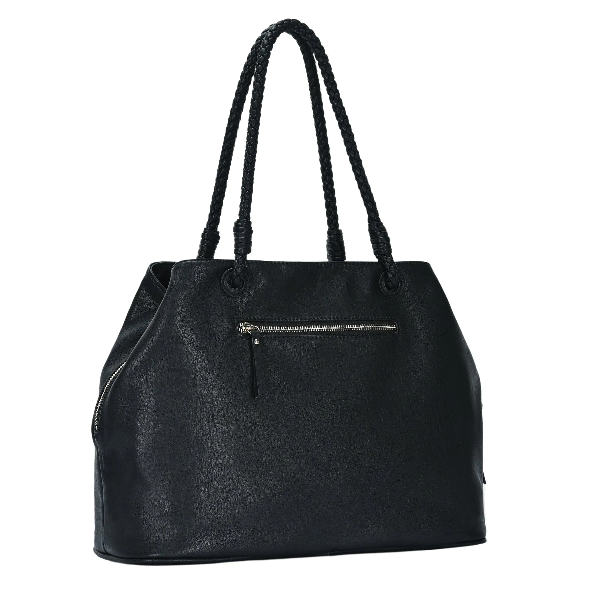 BGO3313 3 Compartment Braided Shoulder Strap Tote Bag