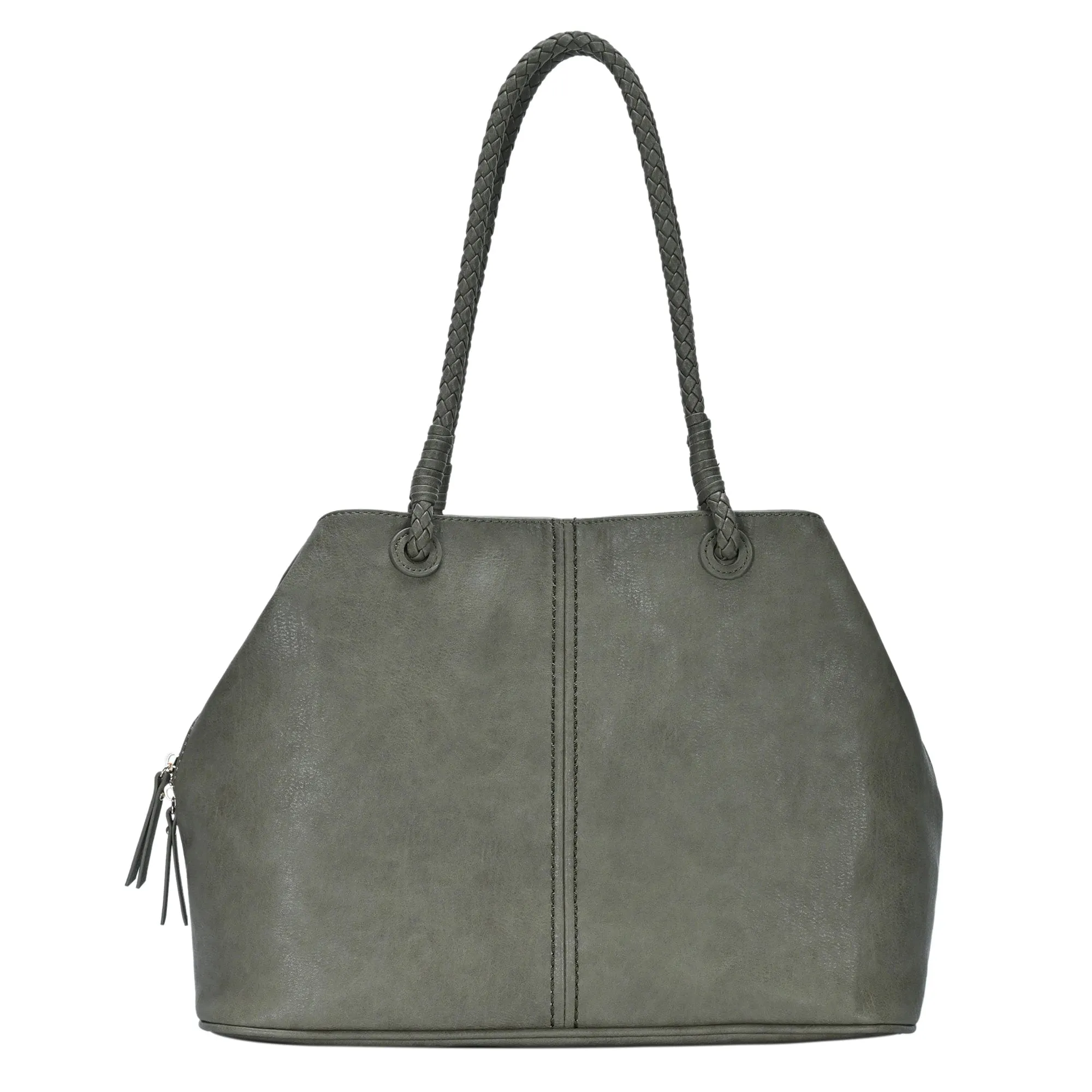 BGO3313 3 Compartment Braided Shoulder Strap Tote Bag