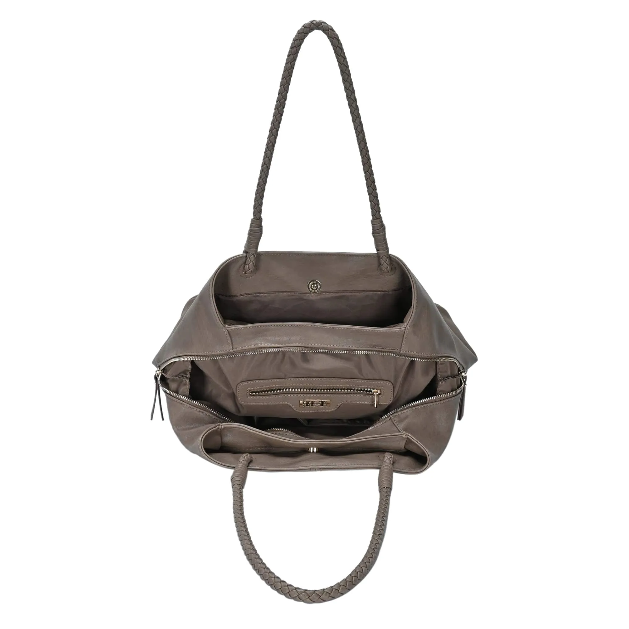 BGO3313 3 Compartment Braided Shoulder Strap Tote Bag
