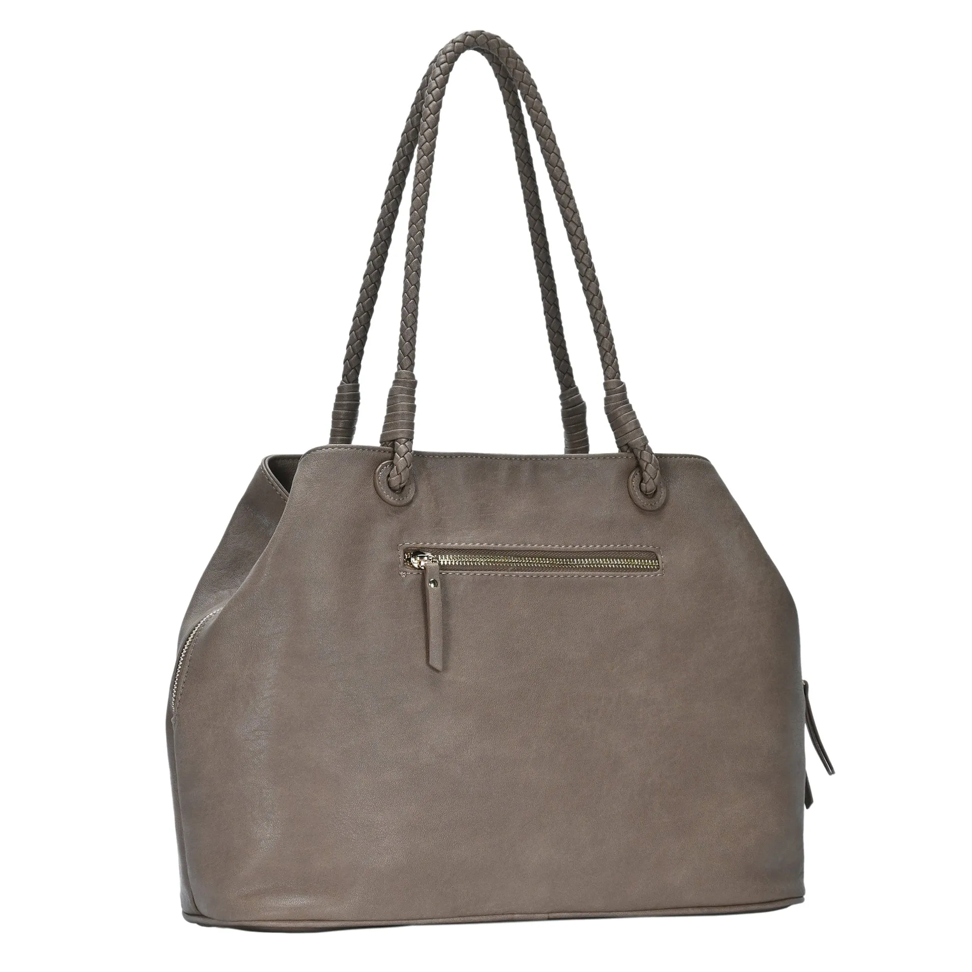 BGO3313 3 Compartment Braided Shoulder Strap Tote Bag