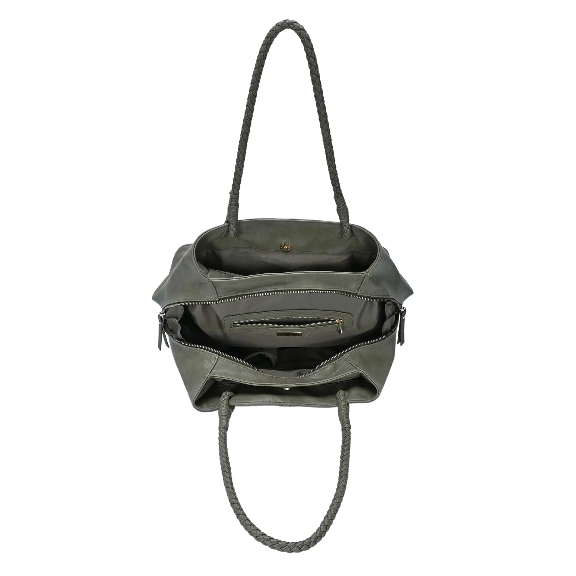 BGO3313 3 Compartment Braided Shoulder Strap Tote Bag
