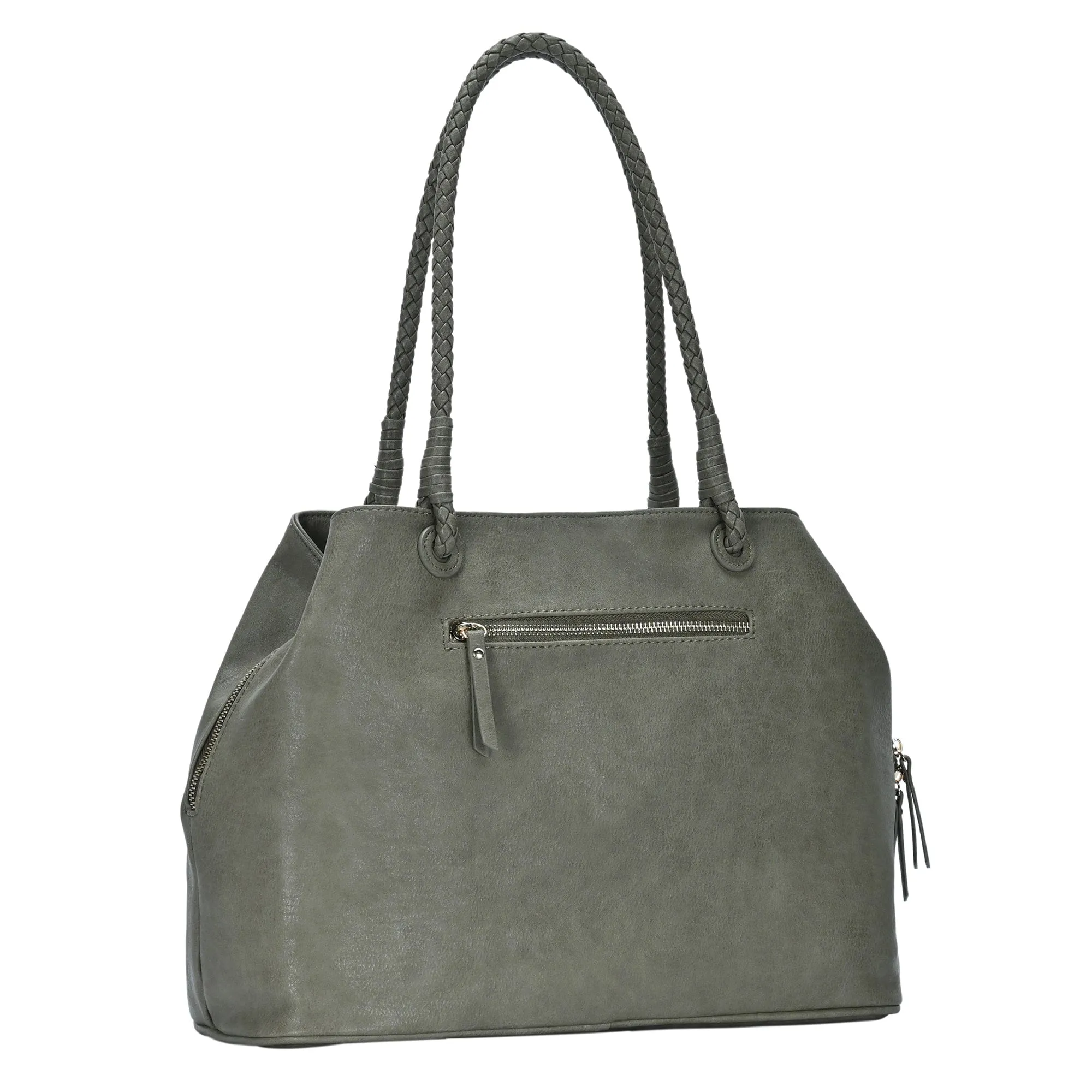 BGO3313 3 Compartment Braided Shoulder Strap Tote Bag
