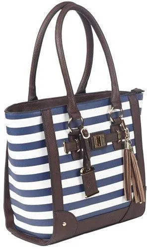 Bulldog Concealed Carry Purse - Tote Style Navy Stripe