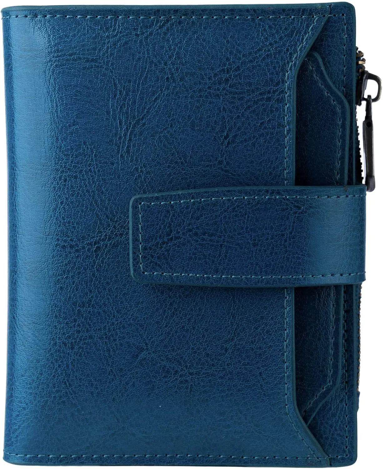 Bveyzi Women's Small Leather RFID Blocking Bifold Zipper Pocket Wallet Ladies Credit Card Slots Purse with id Window