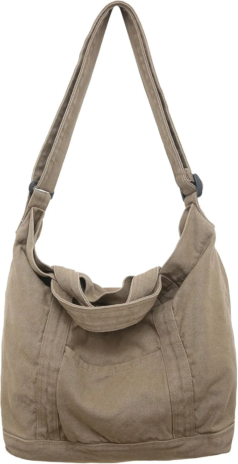 Canvas Tote Bag for Women with Pockets Cute Small Crossbody Bag Purses Handbag for Work Beach Tote Bag