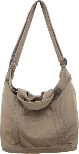 Canvas Tote Bag for Women with Pockets Cute Small Crossbody Bag Purses Handbag for Work Beach Tote Bag
