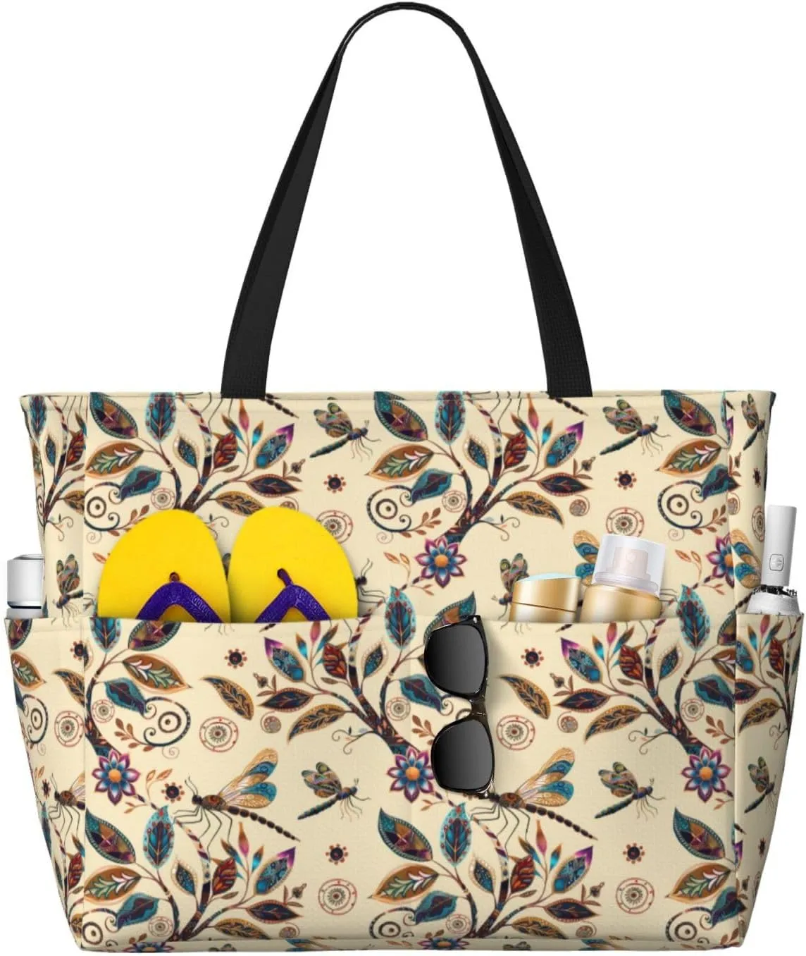 CHAOS MONKEY Women Large Beach Bag Sandproof Waterproof Travel Weekender Foldable Tote Bag for Pool Vacation Gym
