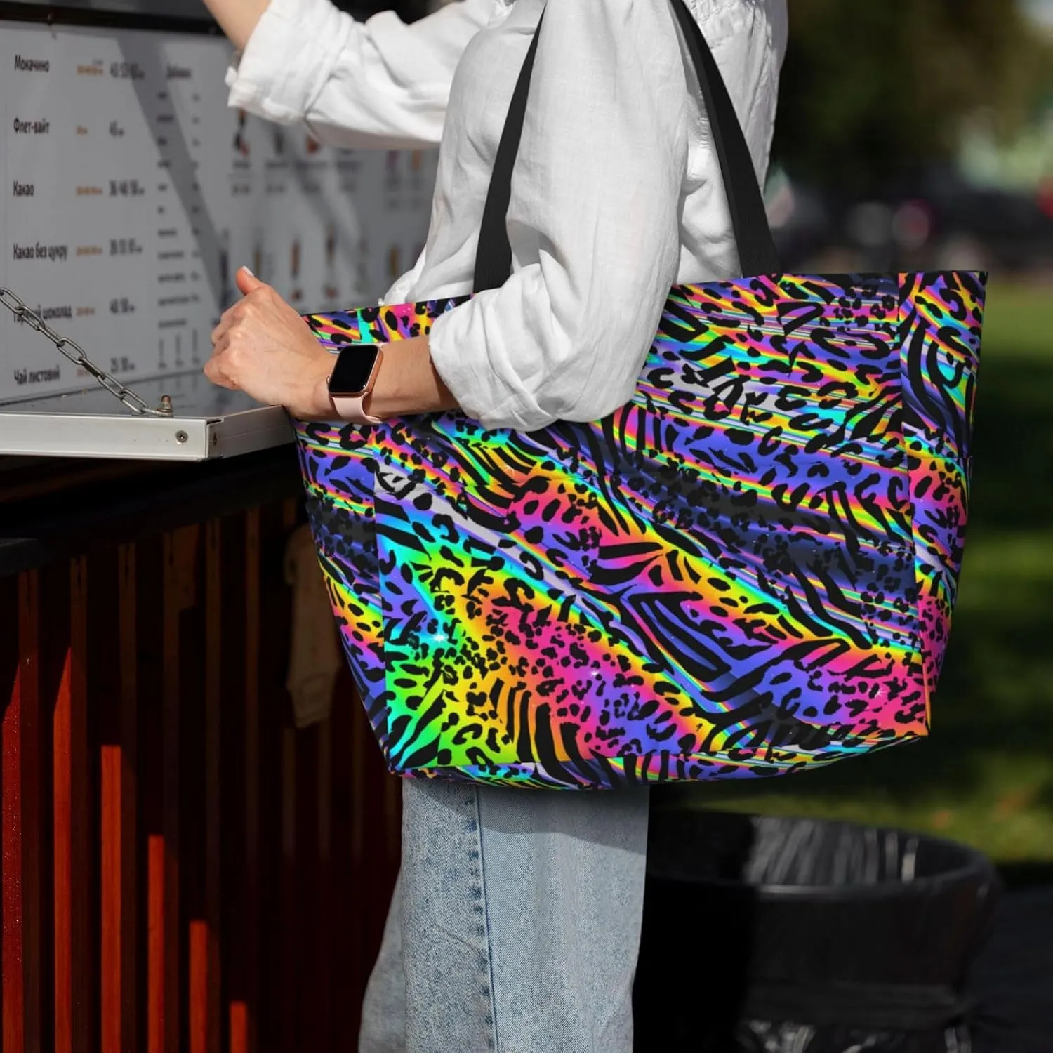 CHAOS MONKEY Women Large Beach Bag Sandproof Waterproof Travel Weekender Foldable Tote Bag for Pool Vacation Gym
