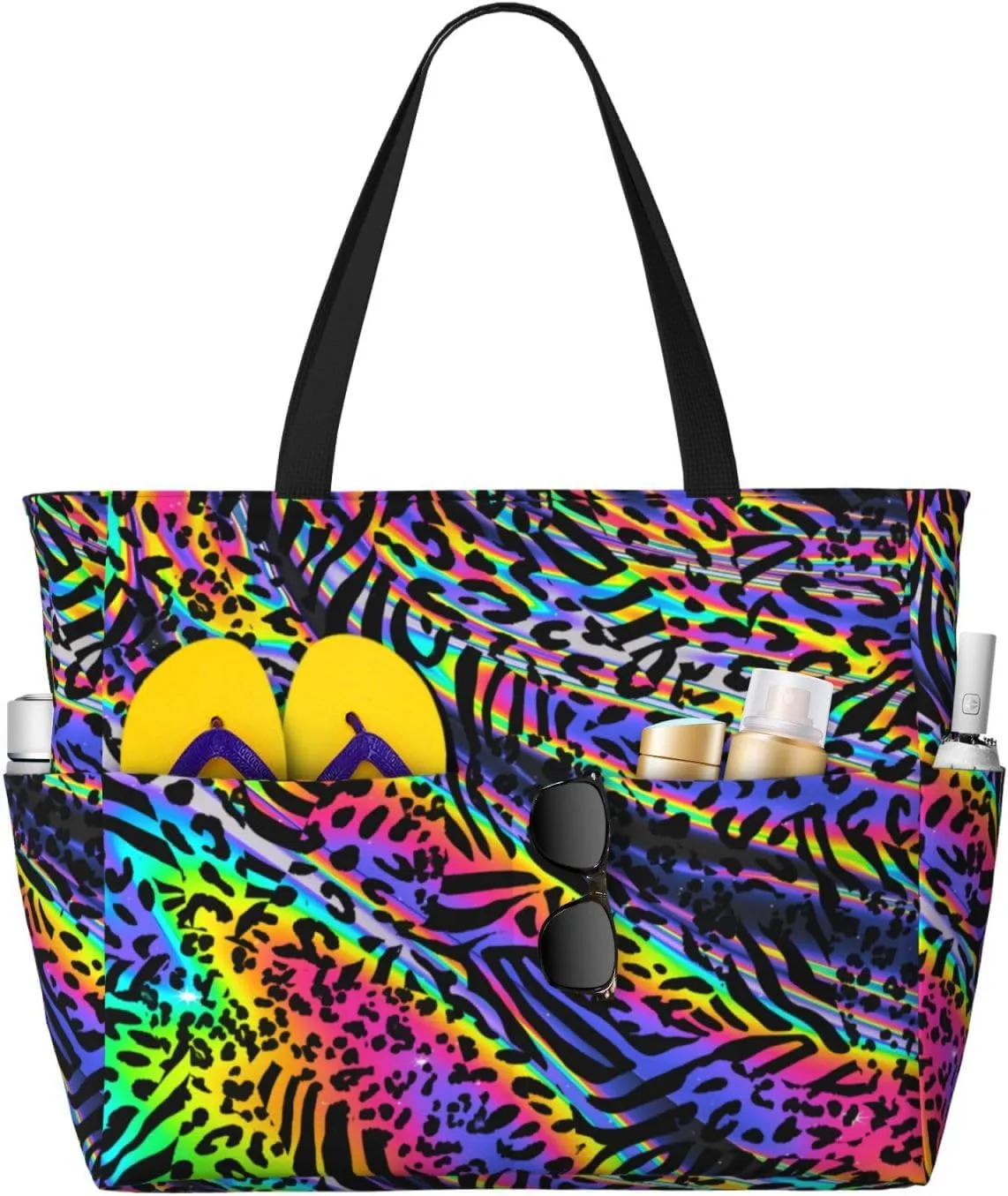 CHAOS MONKEY Women Large Beach Bag Sandproof Waterproof Travel Weekender Foldable Tote Bag for Pool Vacation Gym