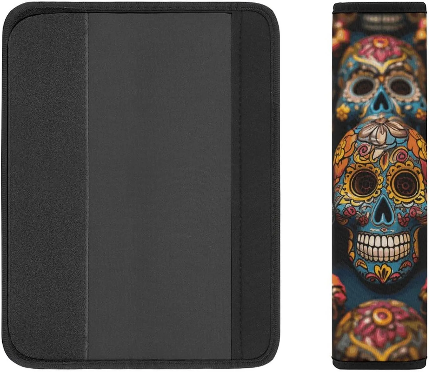 Colorful Sugar Skulls Auto Seat Belt Cover 2PCS Universal Car Seat Belt Shoulder Protector Pad, Protect Your Shoulders and Neck for Car Seat Belt, Shoulder Bag, Backpack
