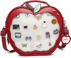 Cute Red Apple Ita Bag Kawaii Pin Display Purse Backpack Crossbody Shoulder Bag