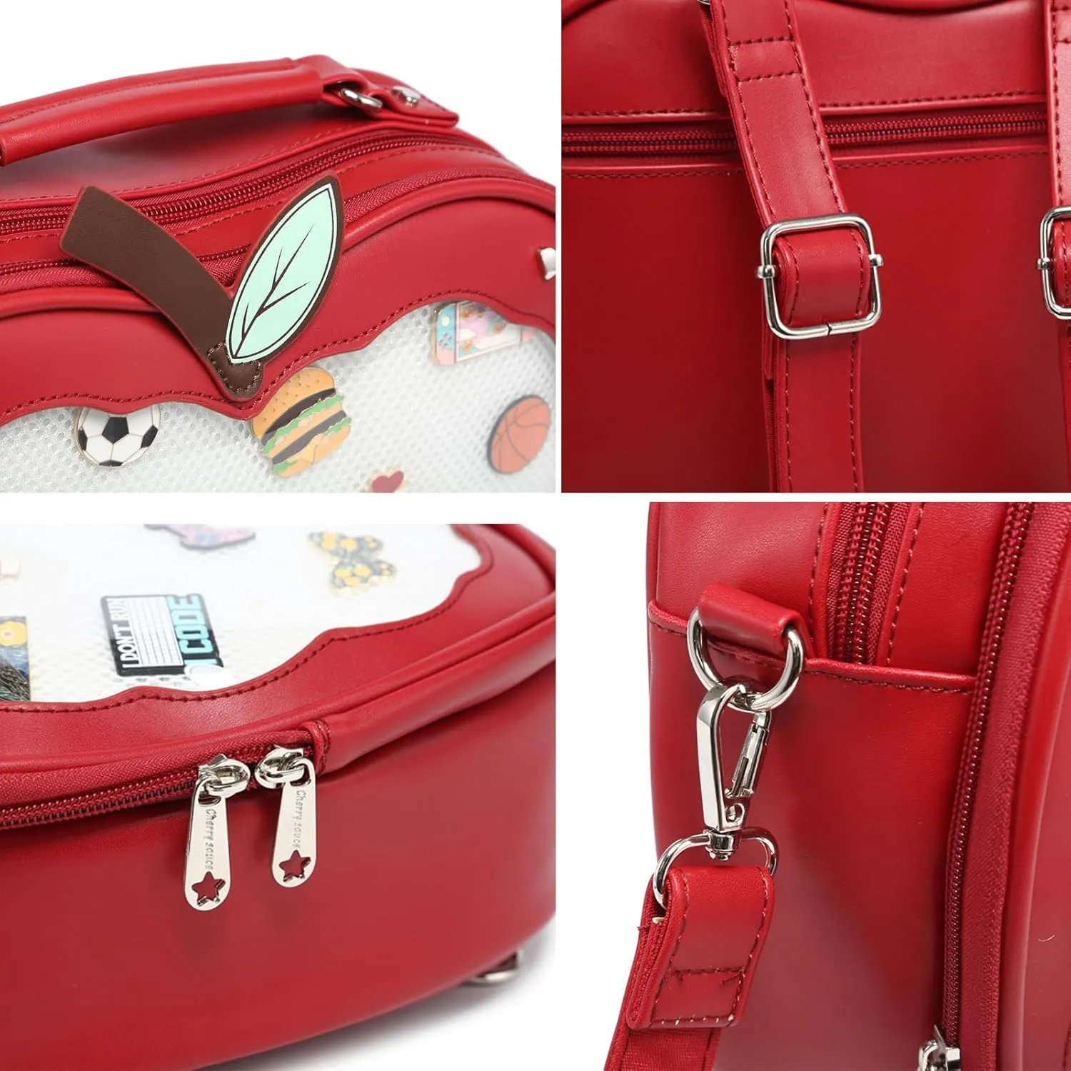 Cute Red Apple Ita Bag Kawaii Pin Display Purse Backpack Crossbody Shoulder Bag