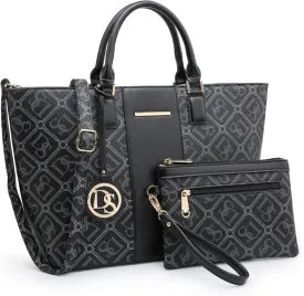 Dasein Women Satchel Purse Handbag Shoulder Bag Work Tote Bag with Matching Clutch