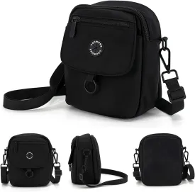 Dog Walking Bag Crossbody Waterproof & Lightweight Treat Pouch for Pet Training, Puppy Treat Tote, Dog Mom Purse (Black 1.0)