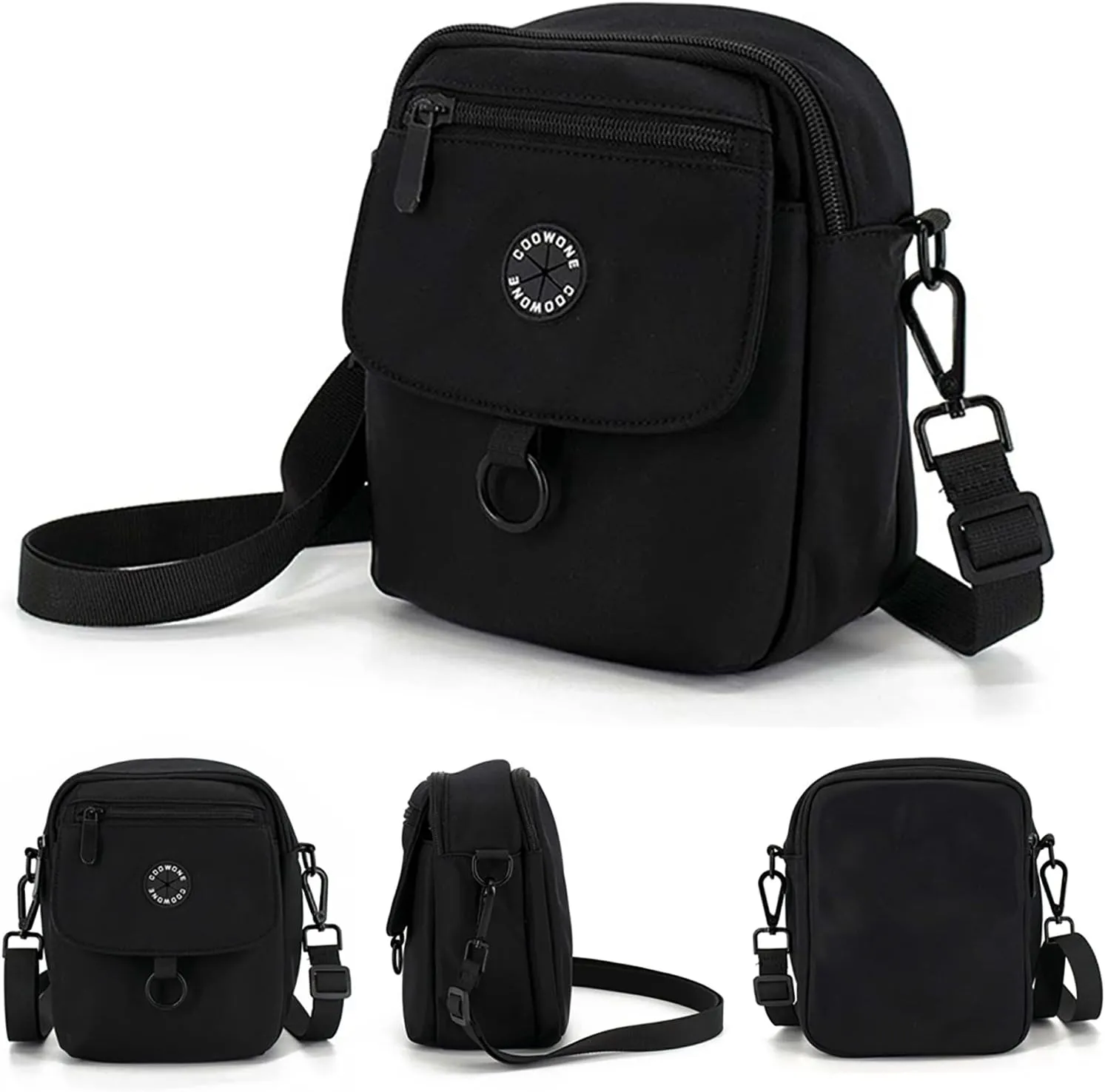 Dog Walking Bag Crossbody Waterproof & Lightweight Treat Pouch for Pet Training, Puppy Treat Tote, Dog Mom Purse (Black 1.0)