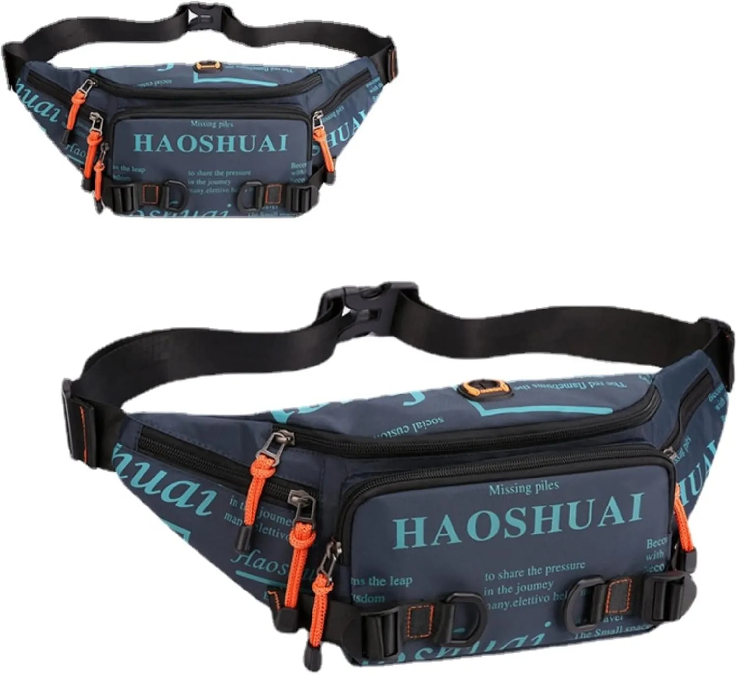 Fanny Pack Belt Waist Bag for Men &Women Unisex Waterproof Hip Pack with Headphone Jack and Zipper Adjustable Strap Running Pack for Outdoors & Gym (Blue)