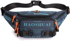 Fanny Pack Belt Waist Bag for Men &Women Unisex Waterproof Hip Pack with Headphone Jack and Zipper Adjustable Strap Running Pack for Outdoors & Gym (Blue)
