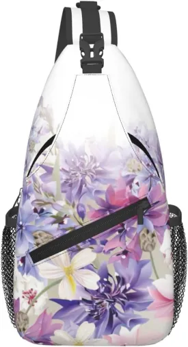 Floral Swirls Ivy print Funny Sling Backpack Unisex Crossbody Shoulder Chest Bag Travel Hiking Daypack