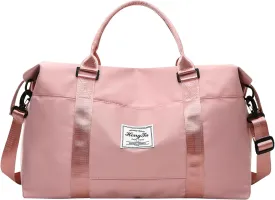 INVODA Travel Duffel Bag Sports Tote Gym Bag Shoulder Weekender Overnight Bag Carry on Travel Bag for Women (Pink)