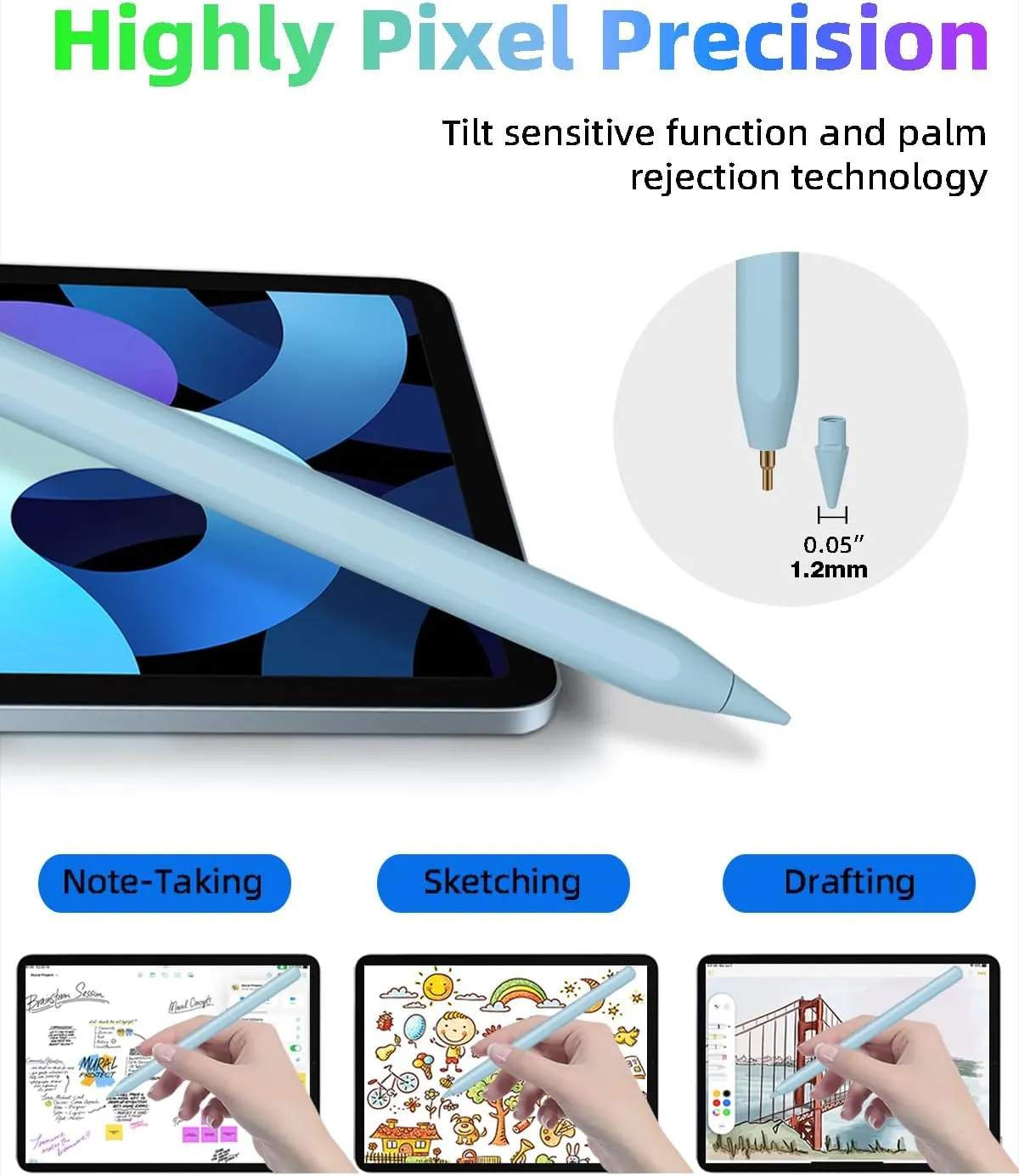 iPad Pencil 2nd Generation with Magnetic Wireless Charging, Same as Apple Pencil 2nd Generation,The Pen Compatible with iPad Pro 11 in 1/2/3/4,iPad Pro 12.9 in 3/4/5/6,iPad Air 4/5,iPad Mini