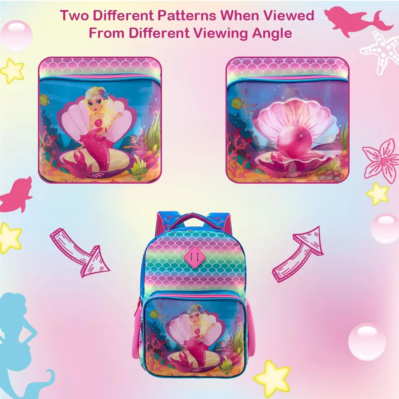 Kids Backpack, Picture Changing Lenticular School Backpack with Lunch Box