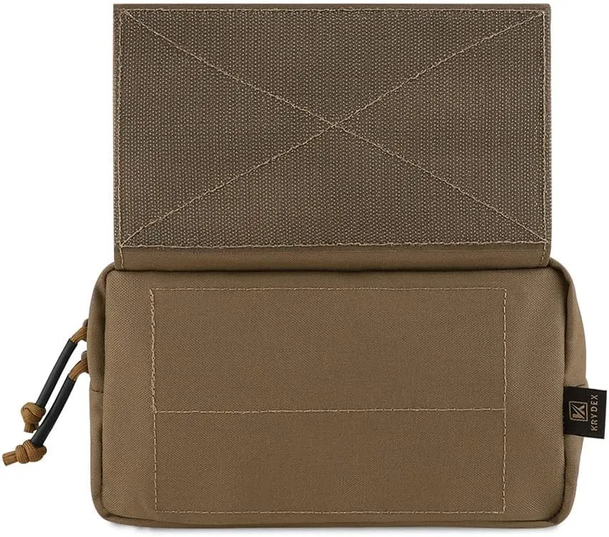 KRYDEX Tactical Drop Pouch Sub Abdominal Carrying Kit Bag Tactical Fanny Pack with Hook and Loop Panel for Tactical Vest Chest Rig (Coyote Brown)