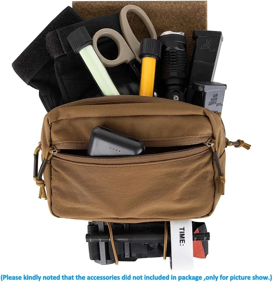 KRYDEX Tactical Drop Pouch Sub Abdominal Carrying Kit Bag Tactical Fanny Pack with Hook and Loop Panel for Tactical Vest Chest Rig (Coyote Brown)
