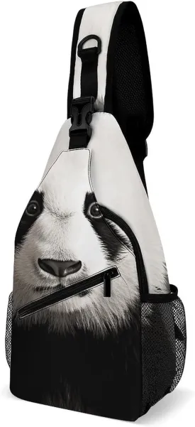 Lightweight Chest Bag Crossbody Bag Panda Bear Head Sling Backpack for Women Men Sports Travel