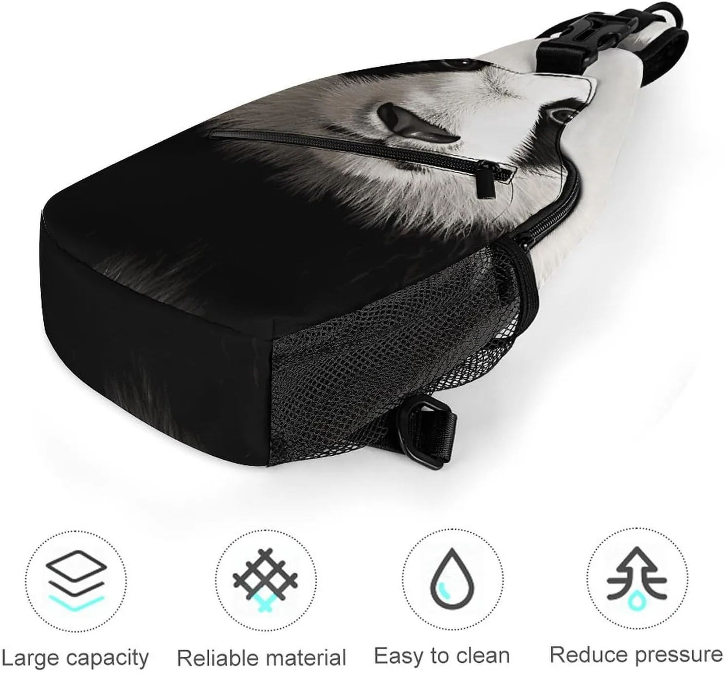 Lightweight Chest Bag Crossbody Bag Panda Bear Head Sling Backpack for Women Men Sports Travel