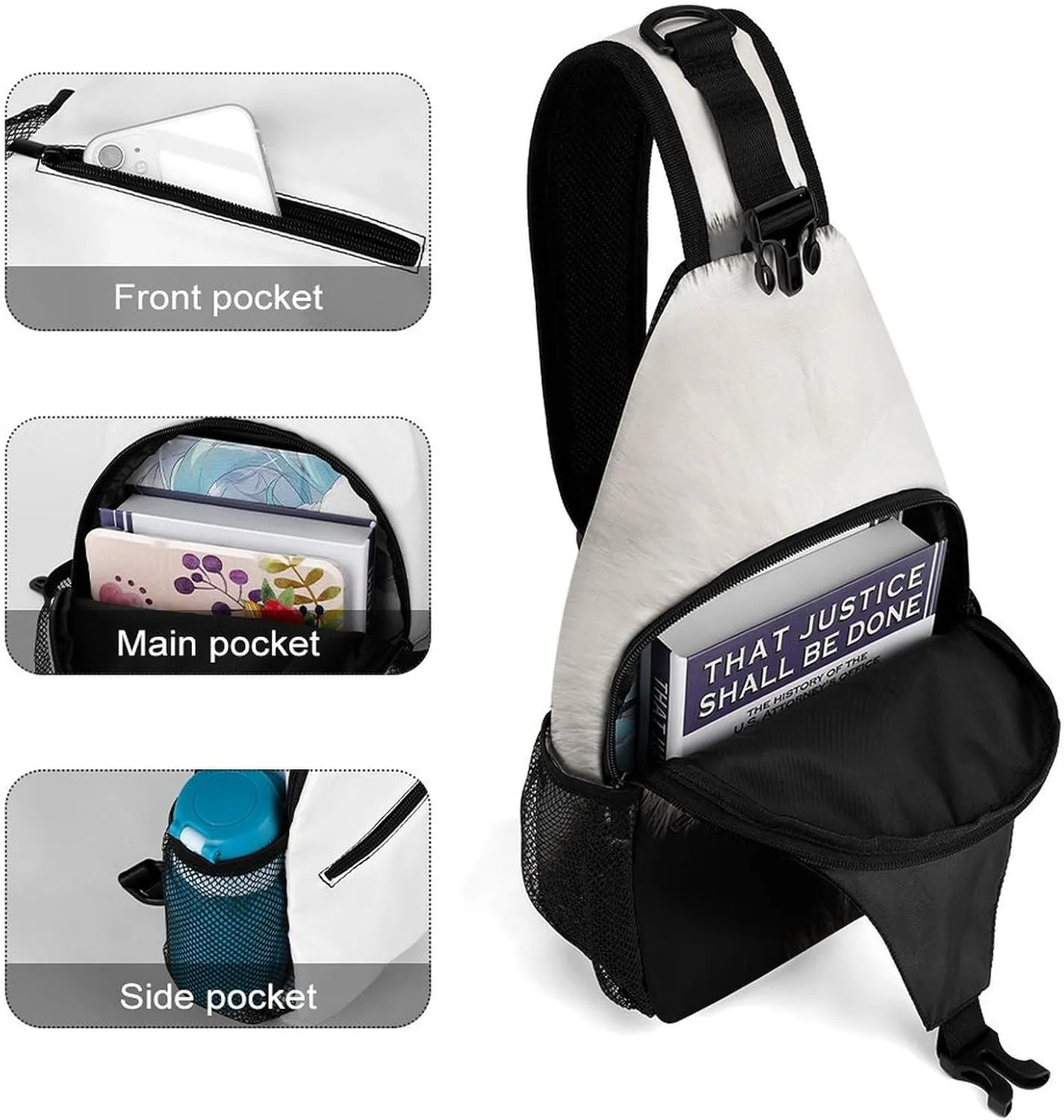 Lightweight Chest Bag Crossbody Bag Panda Bear Head Sling Backpack for Women Men Sports Travel