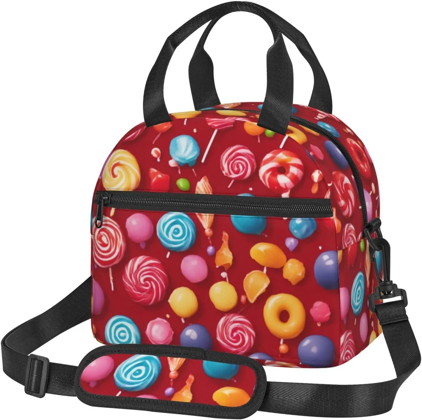 Lollipop Print Insulated Lunch Tote Bags Reusable Dinner Bag Meals Drinks Yogurt Sandwiches Fruit