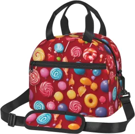 Lollipop Print Insulated Lunch Tote Bags Reusable Dinner Bag Meals Drinks Yogurt Sandwiches Fruit
