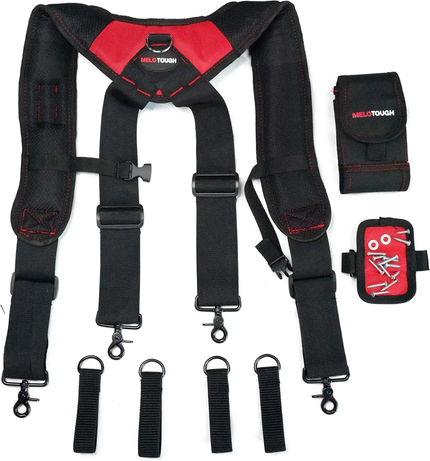 MELOTOUGH Magnetic Tool Belt Suspenders with Magnetic WristBand for Work Belt Padded Suspenders Constrcution