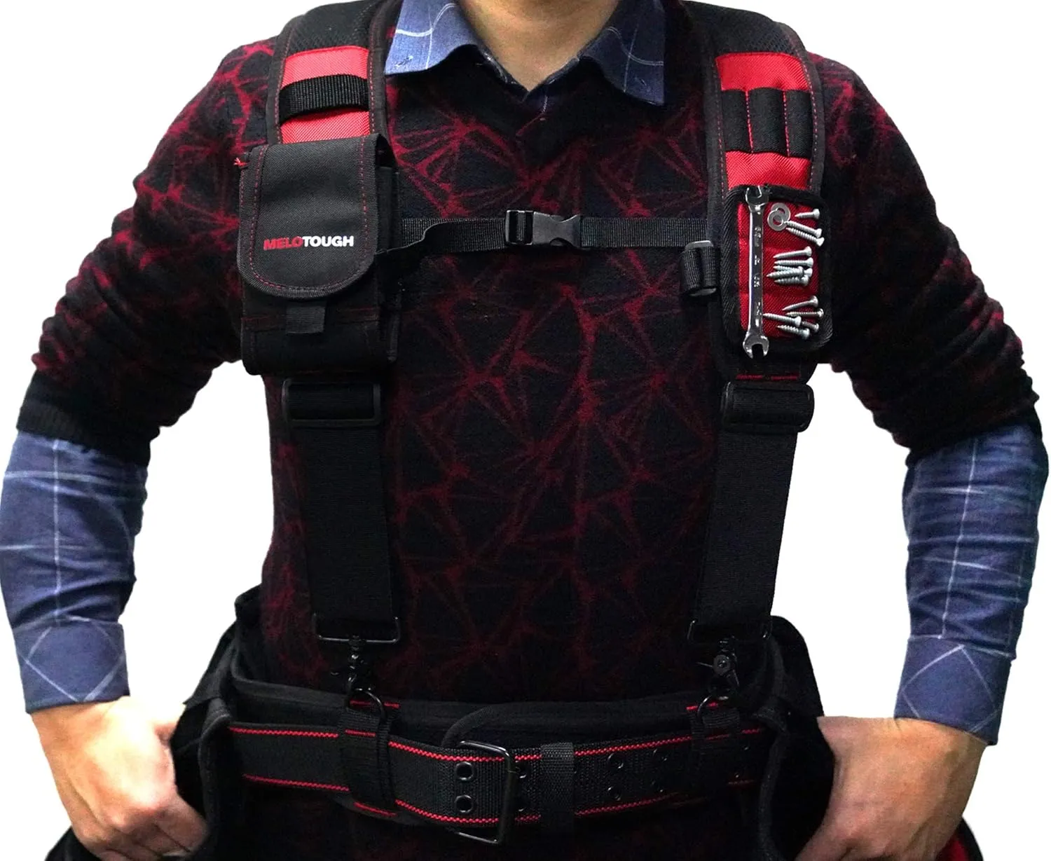 MELOTOUGH Magnetic Tool Belt Suspenders with Magnetic WristBand for Work Belt Padded Suspenders Constrcution