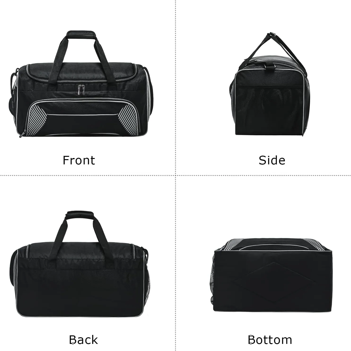 Mens Gym Bag 21 inch Large Overnight Weekender Duffle Bag for Travel Sport-Black/Grey