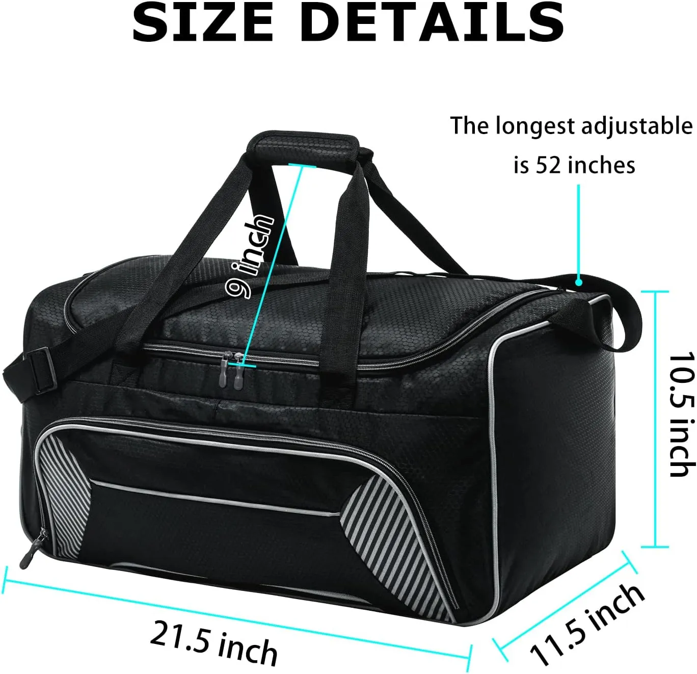 Mens Gym Bag 21 inch Large Overnight Weekender Duffle Bag for Travel Sport-Black/Grey