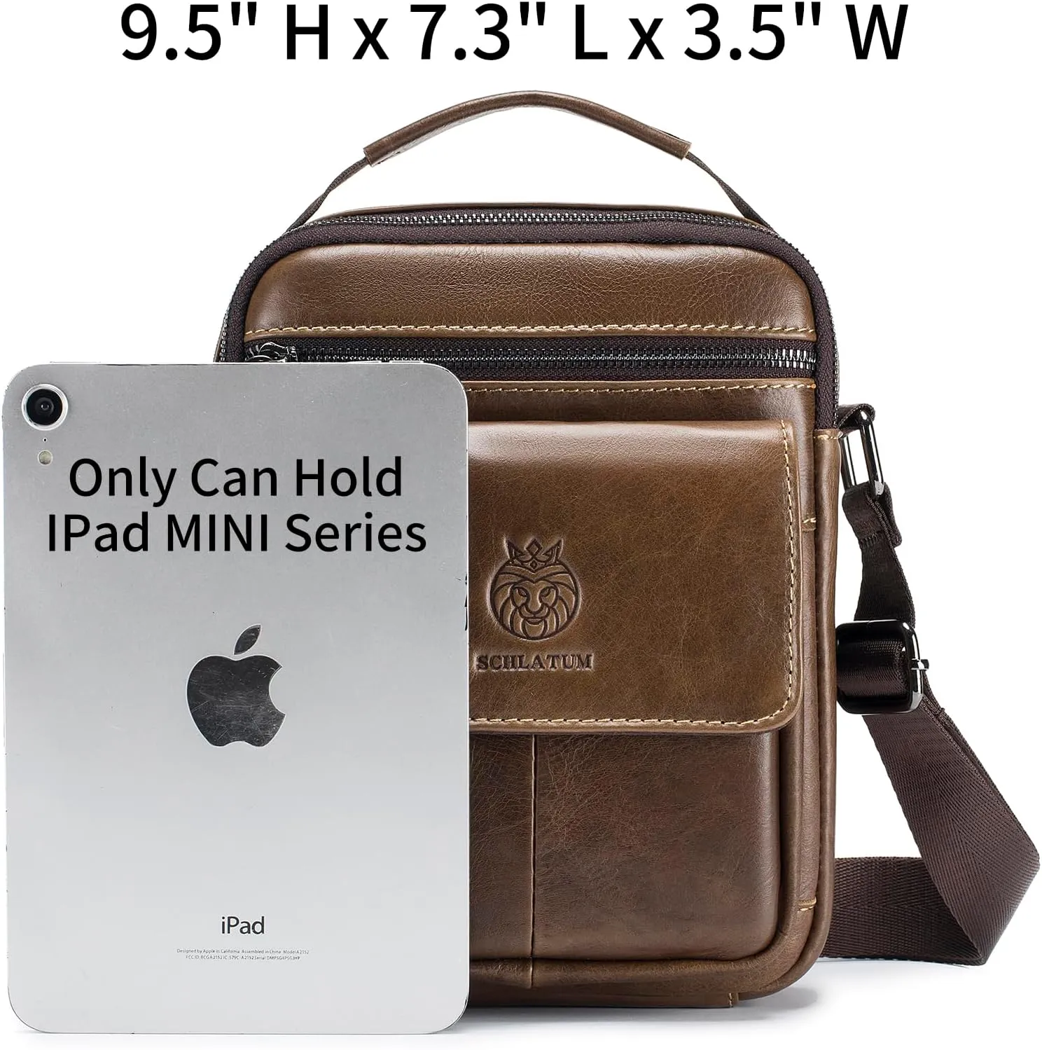 Men's Small Leather Shoulder Crossbody Messenger Bag, Man Purse Handbags for Men