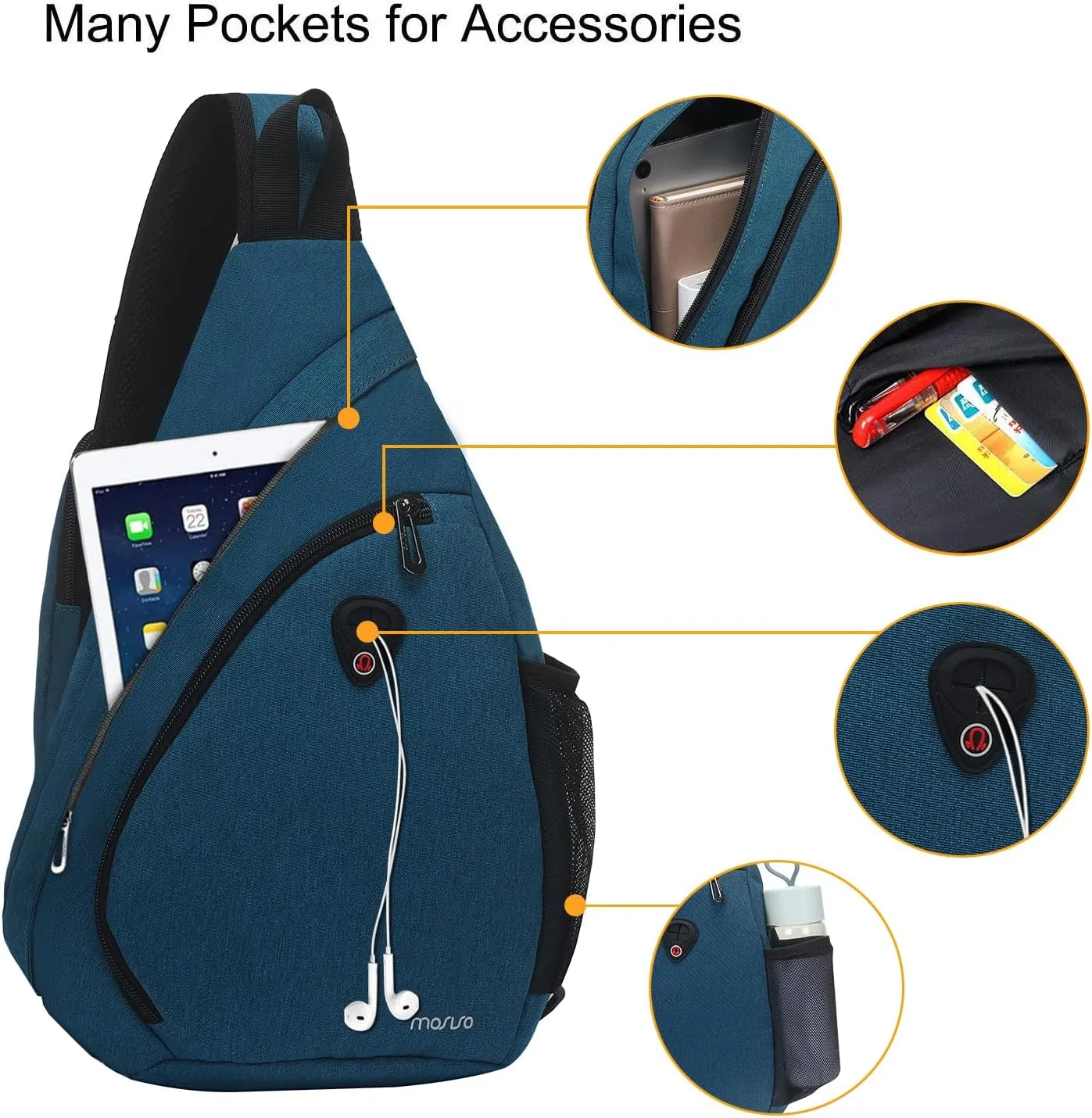 MOSISO Sling Hiking Backpack,Travel Daypack Fan-shaped Rope Crossbody Shoulder Bag