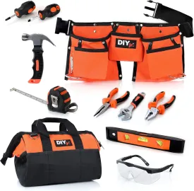 My First Tool Set by DIYjr  Real Tool Set for Kids Steel Forged Tools for Children Kids Toolbelt Child-Sized Tools Tool Bag for Kids Real Tools for Boys Tool Kit for Girls Tools for Small Hands