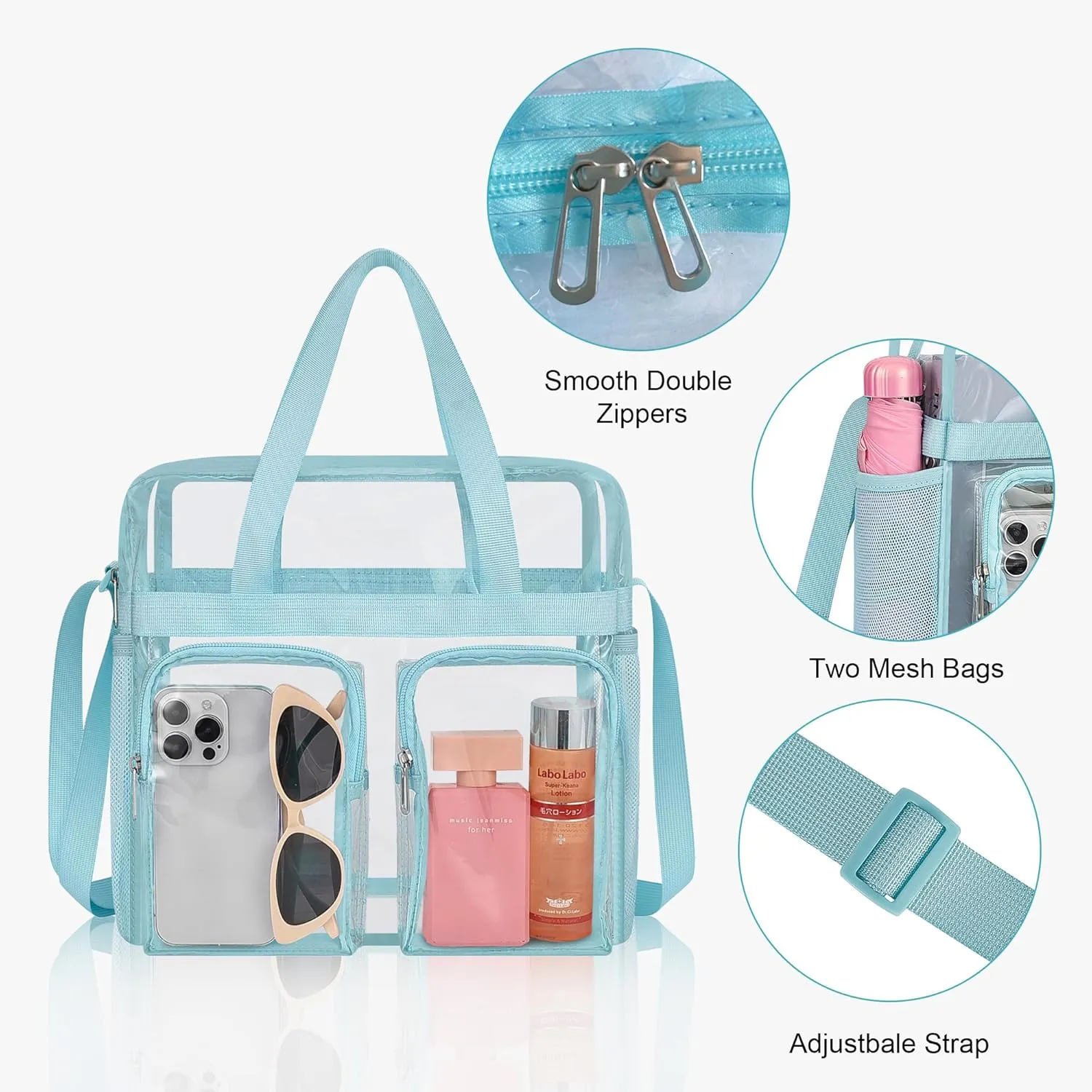 Oraben Clear Bag for Stadium Events 12x6x12 Clear Tote Bag for Women Transparent Lunch Bag for Work Sports Concert