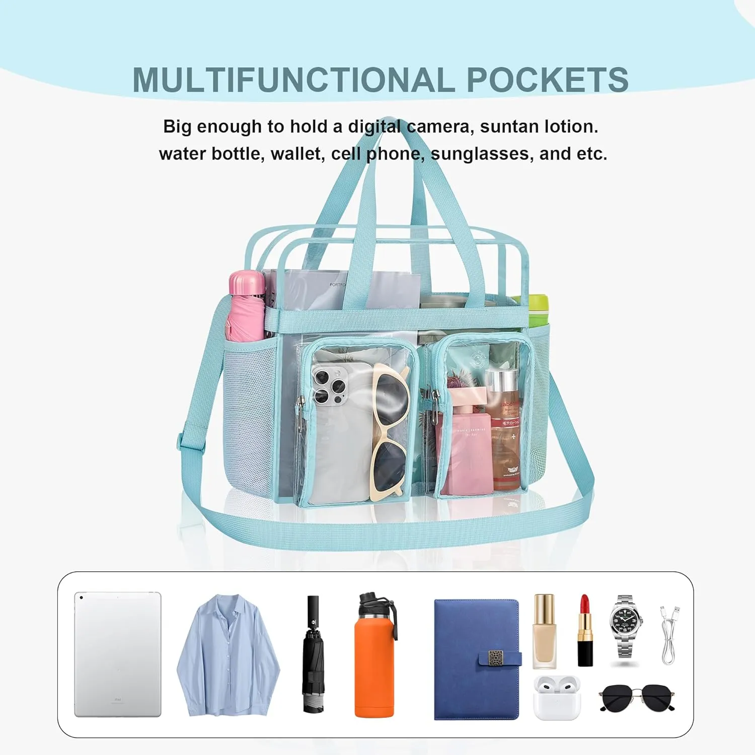 Oraben Clear Bag for Stadium Events 12x6x12 Clear Tote Bag for Women Transparent Lunch Bag for Work Sports Concert