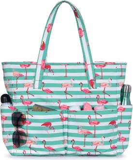 oscaurt Beach Bags for Women Large Waterproof Sandproof Beach Tote Swim Pool Bag with Zipper for Travel Vacation Essentials