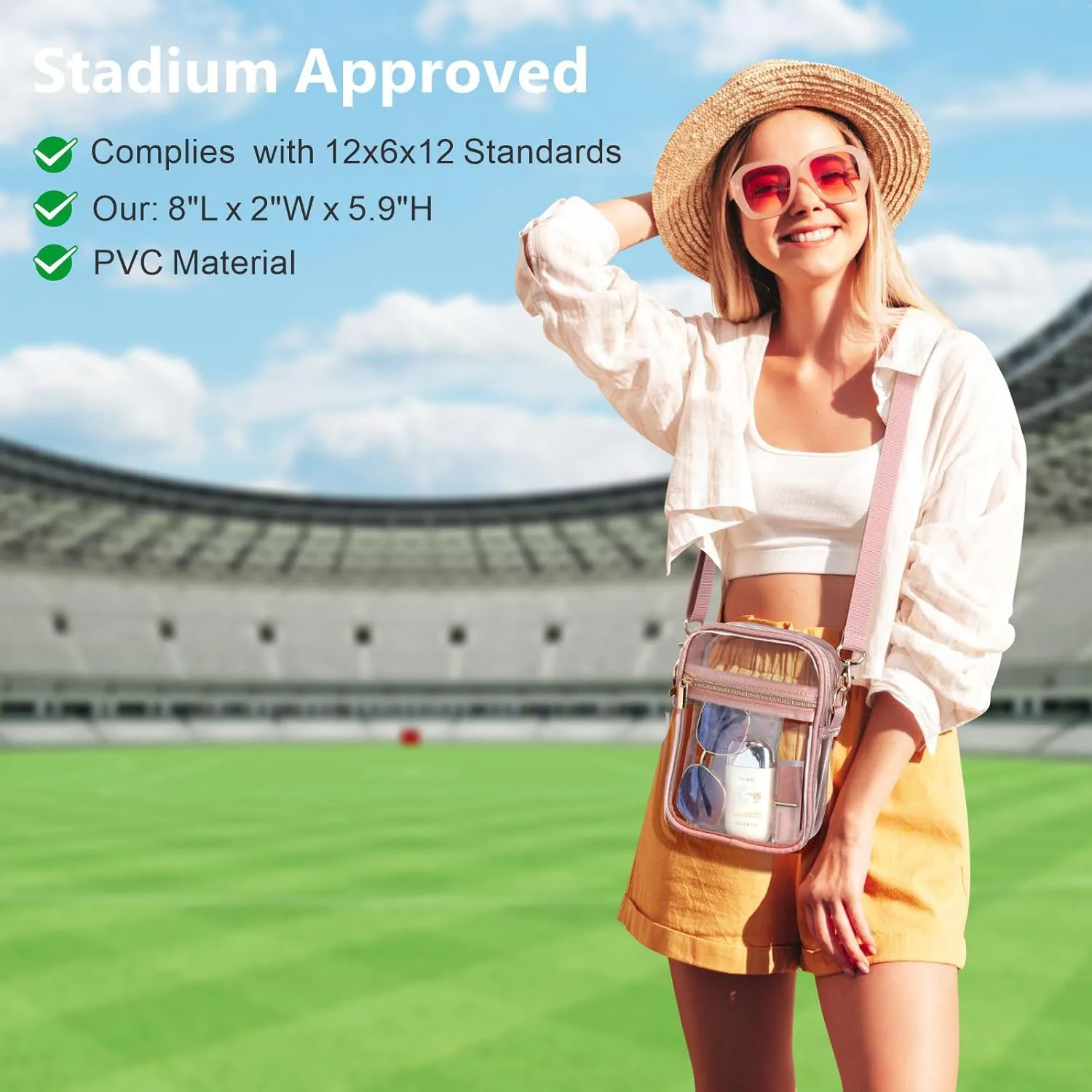 PACKISM Clear Bag for Stadium Events - Clear Purses for Women Stadium Crossbody Messenger Bag for Concerts Sporting Events