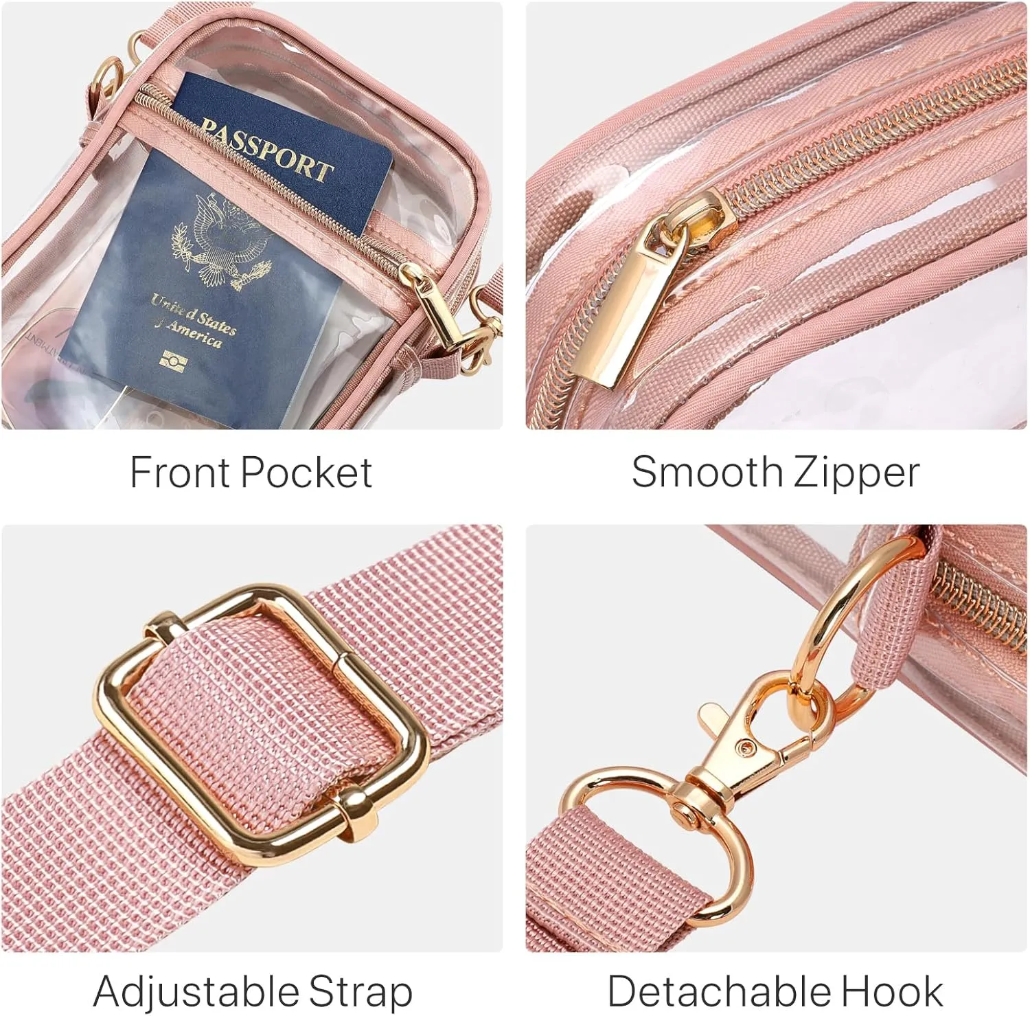 PACKISM Clear Bag for Stadium Events - Clear Purses for Women Stadium Crossbody Messenger Bag for Concerts Sporting Events
