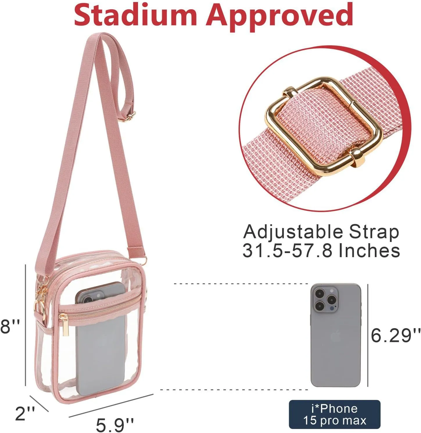 PACKISM Clear Bag for Stadium Events - Clear Purses for Women Stadium Crossbody Messenger Bag for Concerts Sporting Events