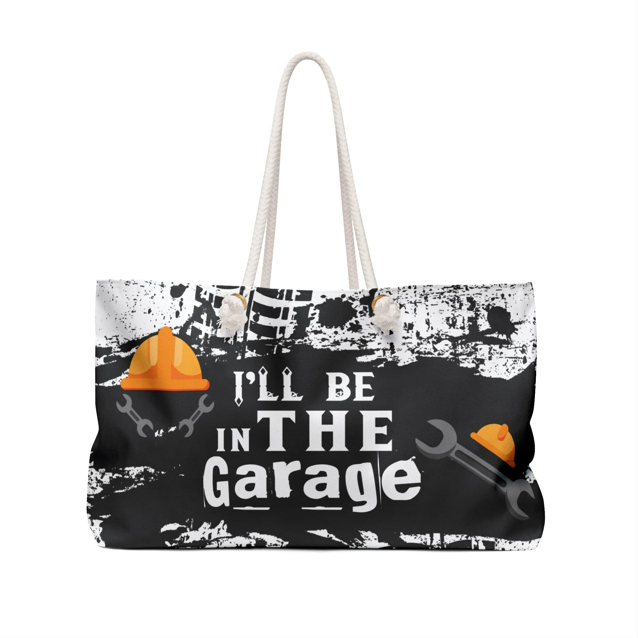 Personalised/Non-Personalised Weekender Bag, I'll be in the Garage, Weekender Bag, Beach Bag, Book Bag
