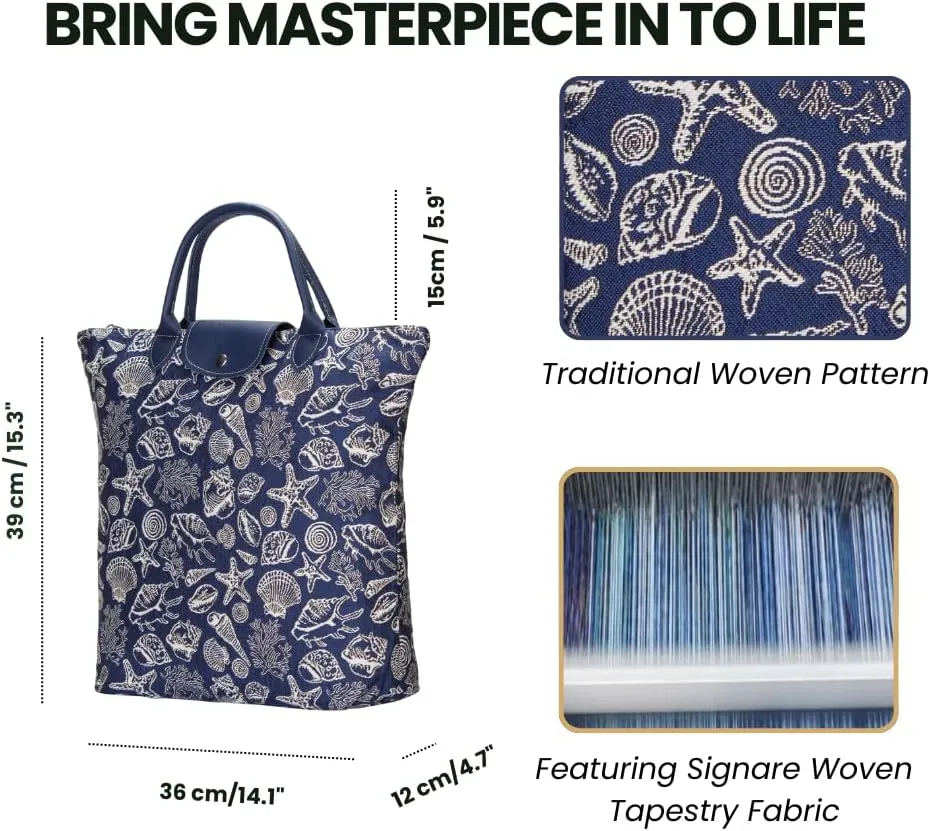 Signare Tapestry Foldable Tote Bag Reusable Shopping Bag Grocery Bag