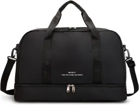 Sports Travel Duffel Bag for Women,Light Gym Bag with Shoe Compartment,Large Capacity Weekender Overnight with Wet Pocket for Lady Travel, Gym, Yoga Black